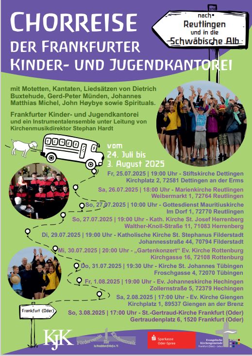 29. Juli, 19 Uhr - St. Stephanus: Chorreise der Frankfurter Kinder- und Jugendkantorei
